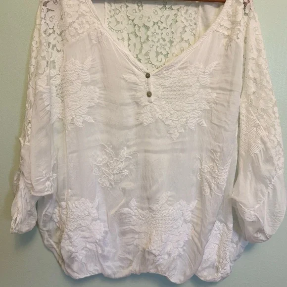 Elegant White Lace Women's Blouse - Picture 3 of 11